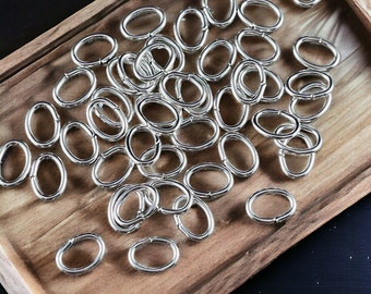 8x6mm Oval Jump Rings, 18g Open, Silver Plated Brass (FMG/5061
