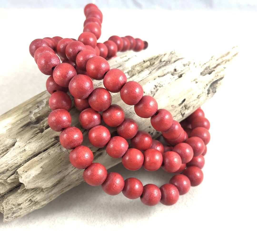 Dark Orange Wooden Beads Lightweight Wood Beads Mala Beads 8mm Round Wooden Beads Round Red ...