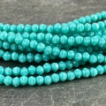 Czech Glass Beads - 3mm English Cut Turquoise Beads Turquoise Spacer Bead Opaque Turquoise Blue Faceted Cube Spacer (EC/SM-6313) - Qty. 50