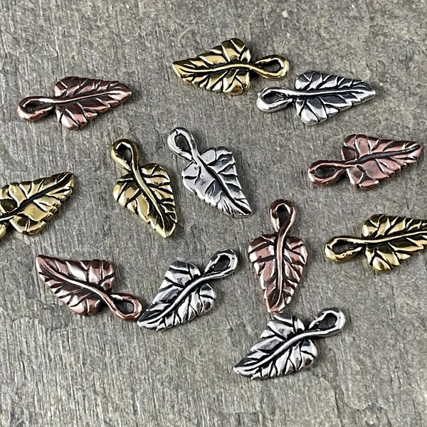 TierraCast Ivy Leaf Charms ~ Nature Theme Charms Antiqued Silver, Antiqued Copper, Antiqued Gold (2010) * Qty. 4 or 6 (mixed)