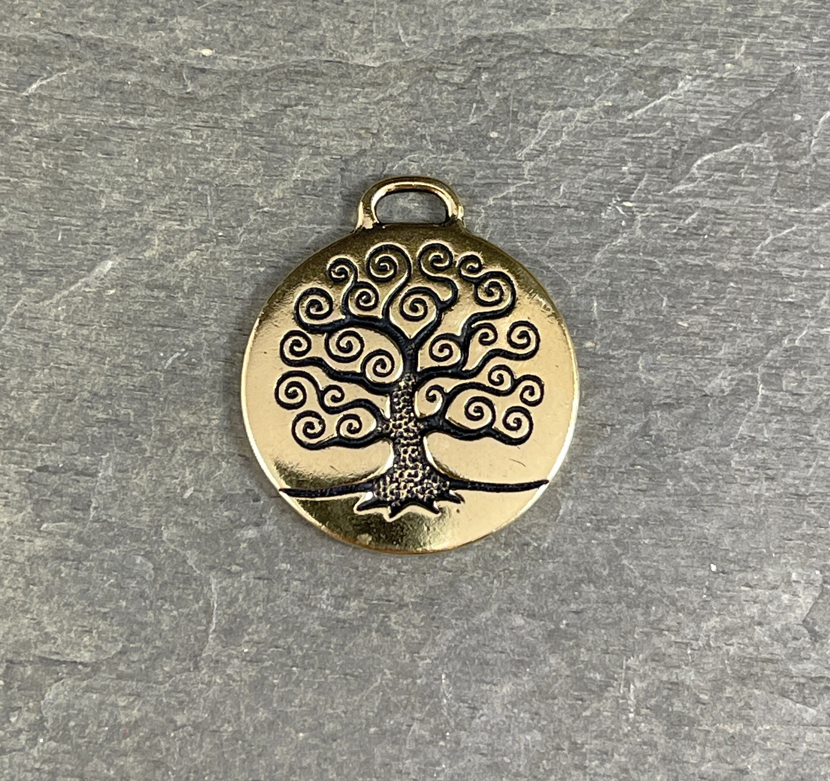 Tree of Life Pendant  Double Sided 23mm TierraCast Pendant  Antiqued Gold Tree of Life  TierraCast Findings (TC/2304-26) - Sold Individually