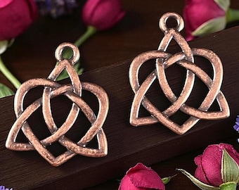 TierraCast Triquetra Charm, Antiqued Copper Celtic Open Heart Symbolic Pendant (PF/539-87) * Qty. 2