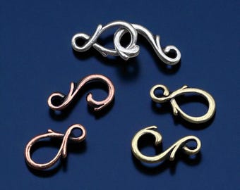 TierraCast Vine Hook and Eye Clasp, Mixed Metals - Sampler Pack (PF/954-mixed) * Qty. 3 sets