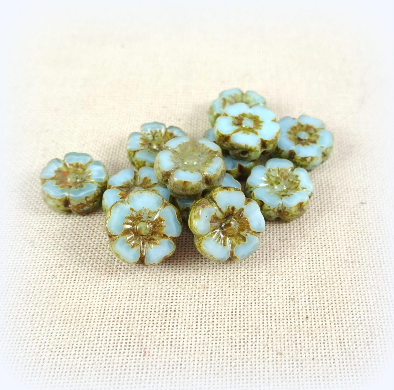 Czech Flower Beads Czech Glass Beads 10mm 10mm Hibiscus Etsy