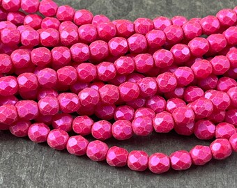 TEE BEADS Fluorescent FIRE PINK Plastic Beads 30 Count T-Beads T-Bead Bead