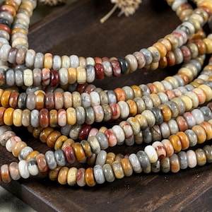 Gemstone Beads - 4x2mm Heishi Rondelle (Crazy Lace Agate) * 15" strand