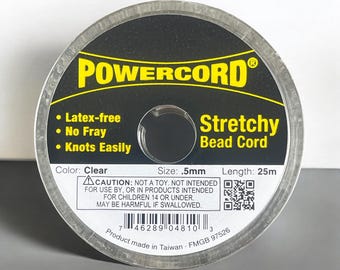 PowerCord Beading Elastic - .5mm thickness, Clear (1685) - 25 meters/roll * Qty. 1