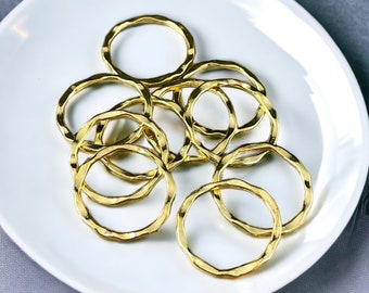 Gold Circular Connector, Gold Plated Organic Linking Rings, 22mm Flat Ring ~ Nickel Free (A017-G-NF) * Qty. 30