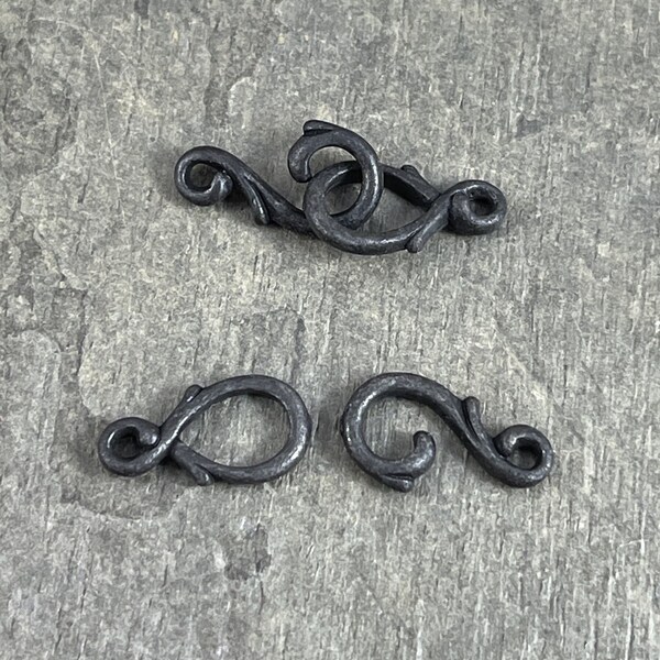 Black TierraCast Hook and Eye Clasp, Vine Hook and Eye Nickel Free Matte Black Clasp **Last Ones** (TC/6106-13) * Qty. 2 sets
