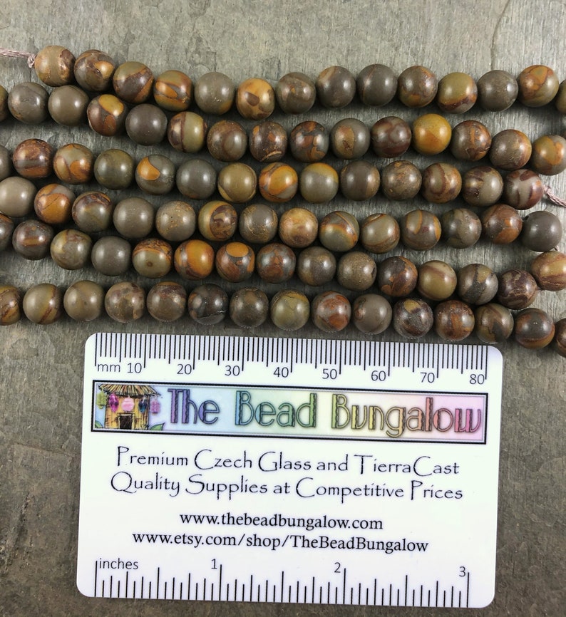Khaki Green and Brown Round Beads 14.5 Strand Limited Supply! African Green Autumn Jasper 46 Beads 8mm Round Matte Jasper