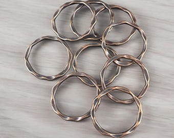 Antiqued Copper Linking Rings, Antiqued Copper Connector ~ 22mm Flat Ring ~ Nickel Free (A017-R-NF) * Qty. 30