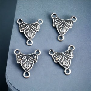 Antiqued Silver Ornate Links  2 to 1 Connector  Link for Earrings or Multi Strand Jewelry  Small Jewelry Link (VJS/A366) * Qty. 4