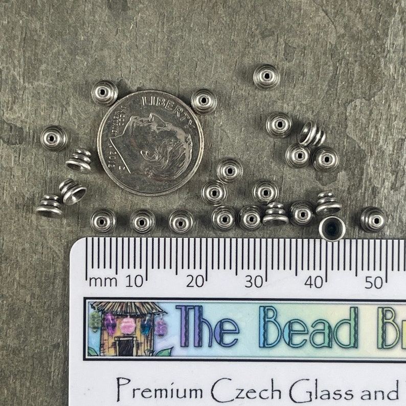 4mm Silver Bee Hive Bead Caps, Small Silver Bead Caps, Oxidized Silver Plated Bead Caps VJS-DD20 image 3