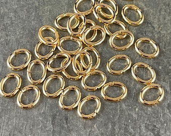 8x6mm Oval Jump Rings ~ 18g Oval Jump Rings ~ Gold Jump Rings ~ Gold Plated Brass Open Jump Rings (FMG/5058) * Qty: 100