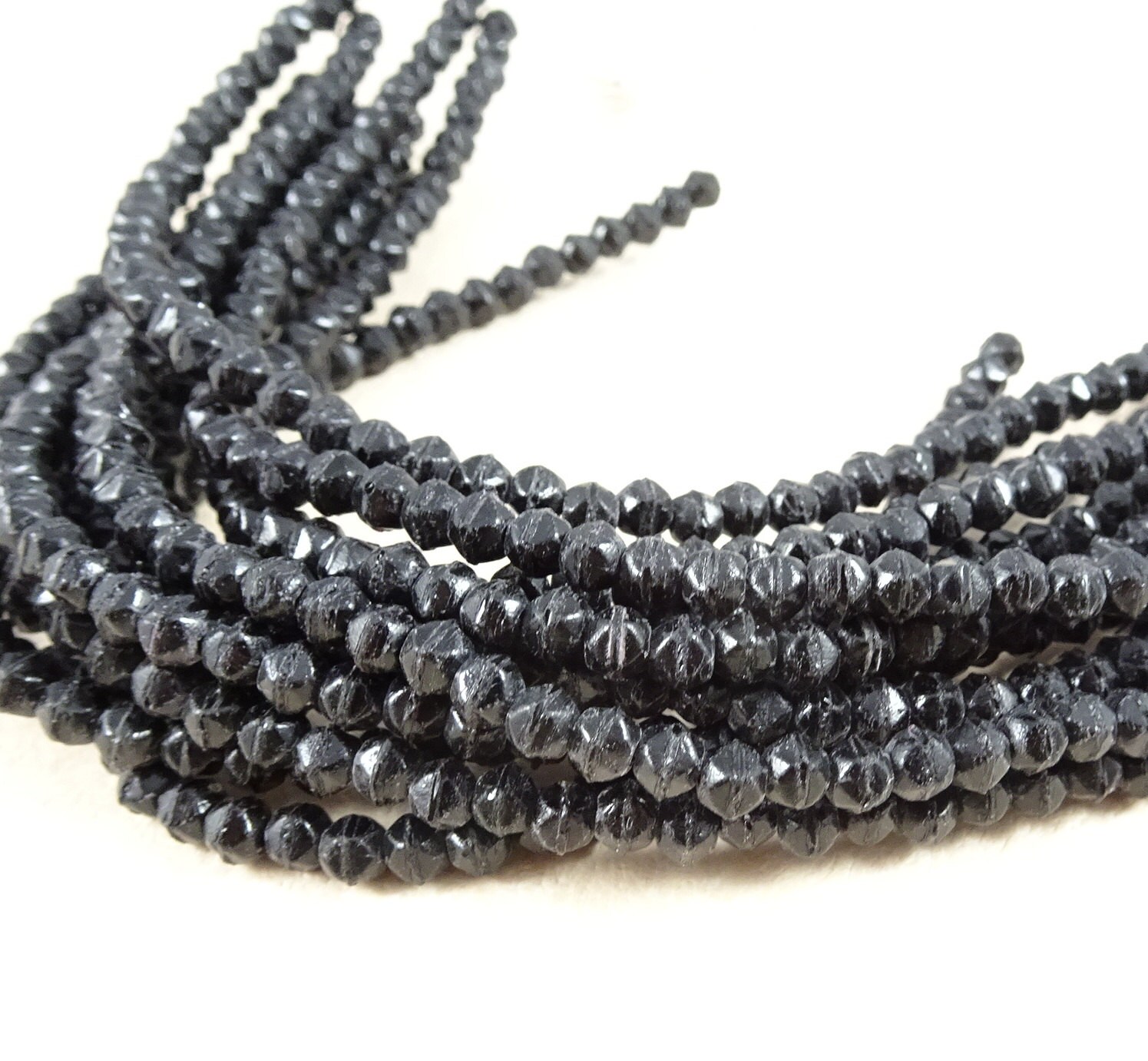 Black Glass Beads Matte Black Spacer Beads Czech Beads 3mm Etsy