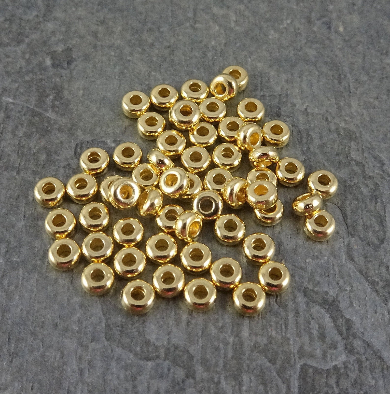 TierraCast Disk Beads 3mm Washer Bead Gold Spacer Beads 3mm Etsy