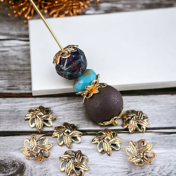 Leaf bead caps deals