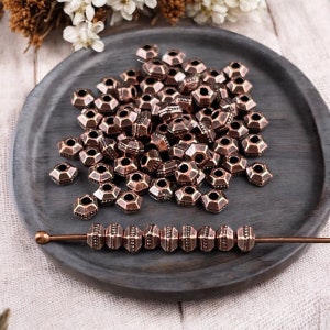 TierraCast 3mm Hexagon Bead, Faceted 3mm Spacer Bead, Tiny Antiqued Copper Bead (PF/392-87) * Qty. 50