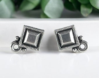 TierraCast Antiqued Silver Post Earring with Faceted Diamond (PF/420-77) * Qty. 4