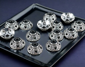 Antiqued Silver Bead Caps ~ Tibetan Style 10mm Apetalous Cone Bead Caps, Nickel Free Cut Out Domed Bead Caps (AA0544) * Qty. 100