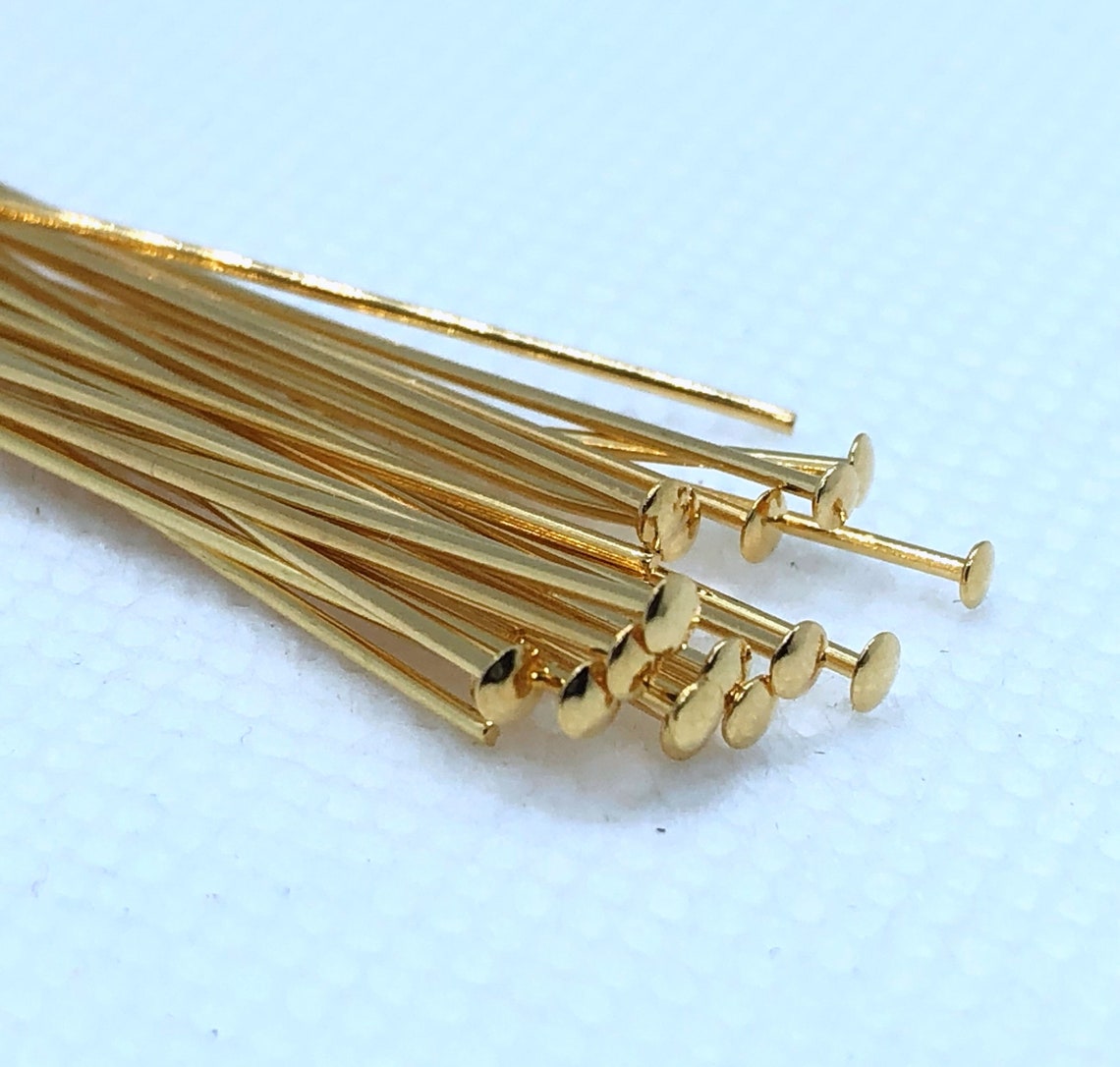 Gold Head Pins Gold Plated Headpins 2 Gold Plated Etsy