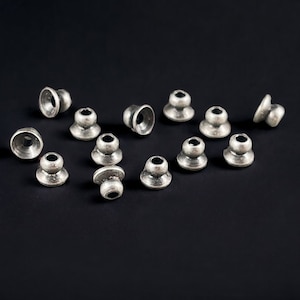 Silver Bead Caps, 4mm Knob Bead Caps, Small Silver Bead Caps, 4mm Bead Caps, Oxidized Silver Plated Bead Caps (VJS-R399)