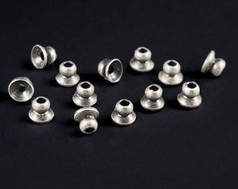Silver Bead Caps, 4mm Knob Bead Caps, Small Silver Bead Caps, 4mm Bead Caps, Oxidized Silver Plated Bead Caps (VJS-R399)