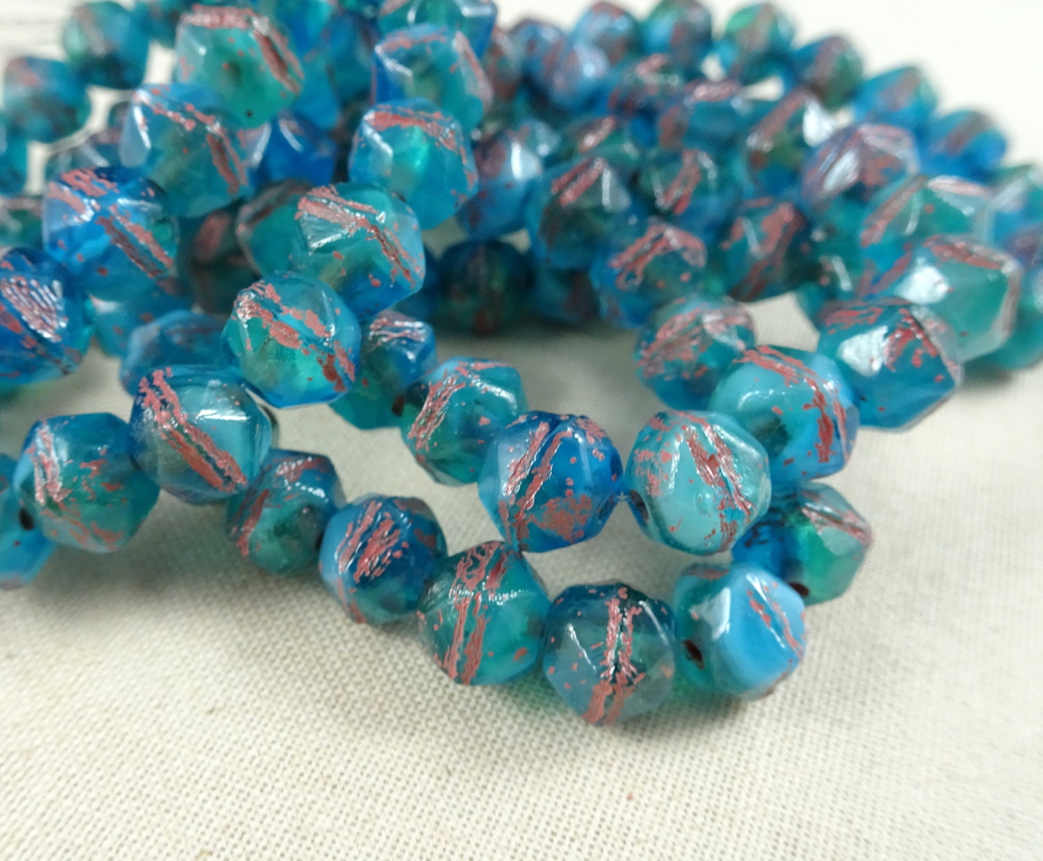 Czech Beads 8mm English Cut Blue Czech Glass Beads Etsy