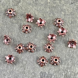 Antiqued Copper 5mm Petal Bead Caps ~ TierraCast 5mm Leaf Bead Caps (TC/5570-18) * Qty. 10