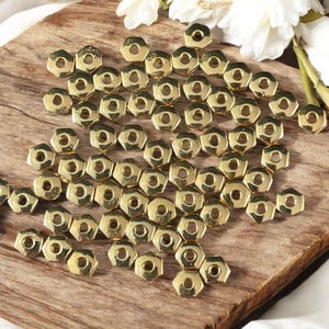 TierraCast 4mm Gold Hexagonal Spacer Beads, Nickel Free 24k Gold Plated Pewter (PF/387-12) * Qty. 50