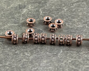 4mm Antiqued Copper Decorative Spacer Bead ~ Rocco Rondelle Spacer Bead ~ TierraCast Spacer Beads (0426-18) *