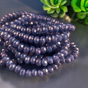 Czech Glass Beads - Indigo Luster Faceted Rondelles, 5x3mm Transparent Indigo Purple Beads (R5/N-0200) * Qty. 30