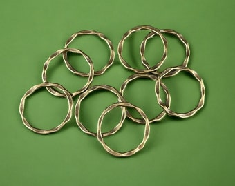 Antiqued Brass Organic Linking Rings, Link, Ring, Connector ~ 22mm Flat Ring ~ Nickel Free (A017-AB-NF) * Qty. 30