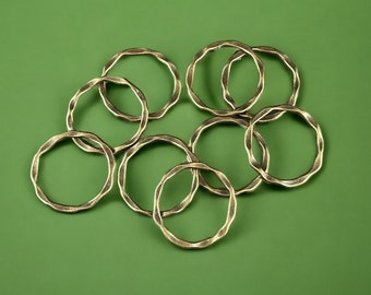 Antiqued Brass Organic Linking Rings ~ Link, Ring, Connector ~ 22mm Flat Ring ~ Nickel Free (A017-AB-NF) * Qty. 20