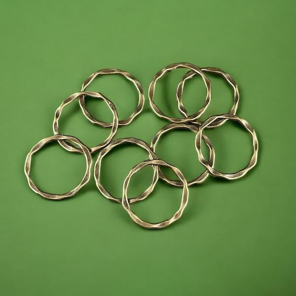 Antiqued Brass Organic Linking Rings ~ Link, Ring, Connector ~ 22mm Flat Ring ~ Nickel Free (A017-AB-NF) * Qty. 20