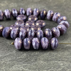 Lavender and Lilac Purple Faceted Czech Glass Rondelles ~ 8x6mm Purple and Bronze Picasso Beads (R8/N-1162) *