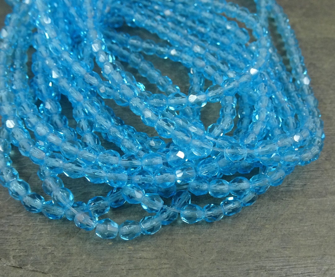 Light Blue Crystal Beads Transparent Aquamarine Czech Beads Etsy
