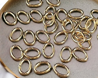 Gold Oval Shape Jump Rings ~ 7x5mm Oval Jump Rings ~ 18g Oval Jump Rings ~ Gold Plated Brass Open Jump Rings (FMG/5156) * Qty. 100