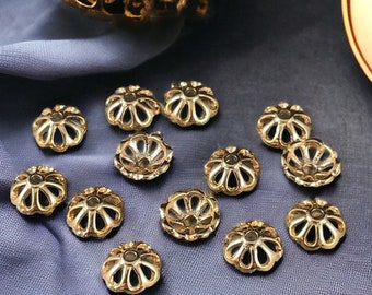 18k Gold Plated Brass Bead Caps, 8-Petal Shape, Nickel Free 8mm Gold Bead Caps (F727-74G-NR) * Qty. 20