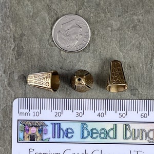 10mm Ornate Cone Bead Caps Oxidized Brass Cone Style Bead Caps Square-ish Oxidized Brass Bead Caps Tassel Cap VJS/BB58A image 4