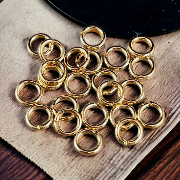 6mm Gold Plated Round Jump Rings ~ 18g Gold Jump Rings ~ Gold Plated Brass Open Jump Rings (FMG/4858) * Qty: 100