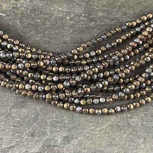 3mm English Cut Bronze Iris Czech Glass Beads - Versatile Matte Oxidized Bronze Clay - Small Bronze Brown Beads (EC/SM-15768) * Qty. 50