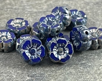 10mm x 7mm Pale Blue 10 Porcelain Flower Beads
