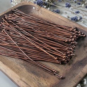 2.4" Antiqued Copper Plated Brass Ball Head Pins, 20 Gauge (CBP-2.4/20g) * Qty. 100