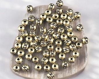 TierraCast 3mm Round Bead, Seed Bead Size 8, Light Antiqued Brass Plated (PF/406-57) * Qty. 50