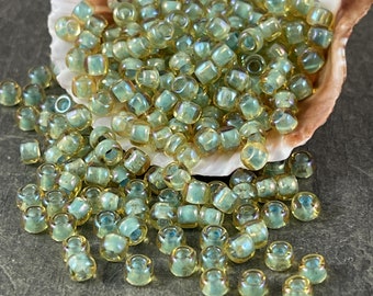 TOHO Glass Seed Beads  6/0 Light Topaz Glass Seafoam Lined (T6/SM-952) Seafoam Seed Beads  6/0 Seed Beads  4mm Glass Beads * Qty. 20 grams
