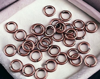 6mm Antiqued Copper Jump Rings ~ 18g Antiqued Copper Plated Brass Open Jump Rings (FMG/4865) * Qty. 100