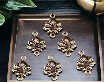 11x8mm Oxidized Brass Detailed Flower Link for Jewelry (VJS/C85) * Qty. 4