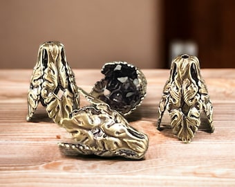 Bendable Leaf Design Antiqued Brass Cone Bead Caps ~ Ornate Victorian Bead Caps ~ Oxidized Brass (VJS/W265) *