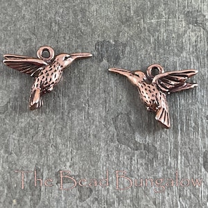 Hummingbird Charms  Flying Bird Charm  TierraCast Hummingbird  Antiqued Copper Hummingbirds (TC/2120-18) * Qty. 4